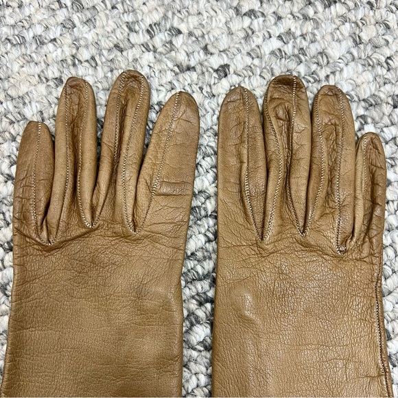 Vintage Lavabile tan brown leather 10.5 inches long gloves 6 1/2 - Picture 8 of 13